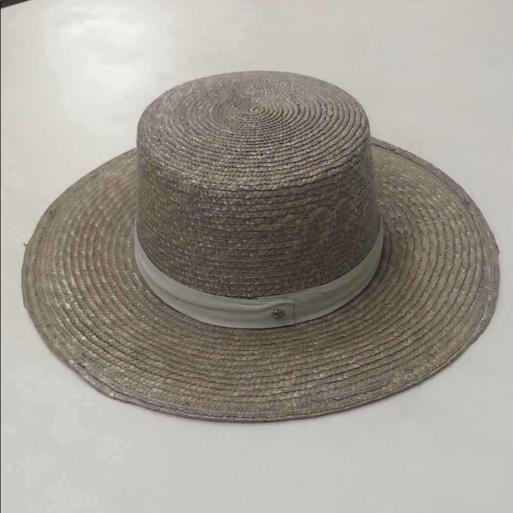 Janessa Leone Neutral Straw Boater Hat